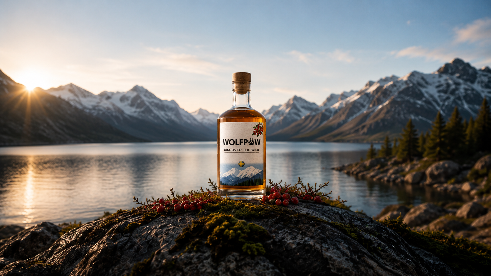 WolfPaw bottle at the water's edge
